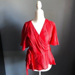 🦊 3 for $25 Loft Petite Red Wrap Top